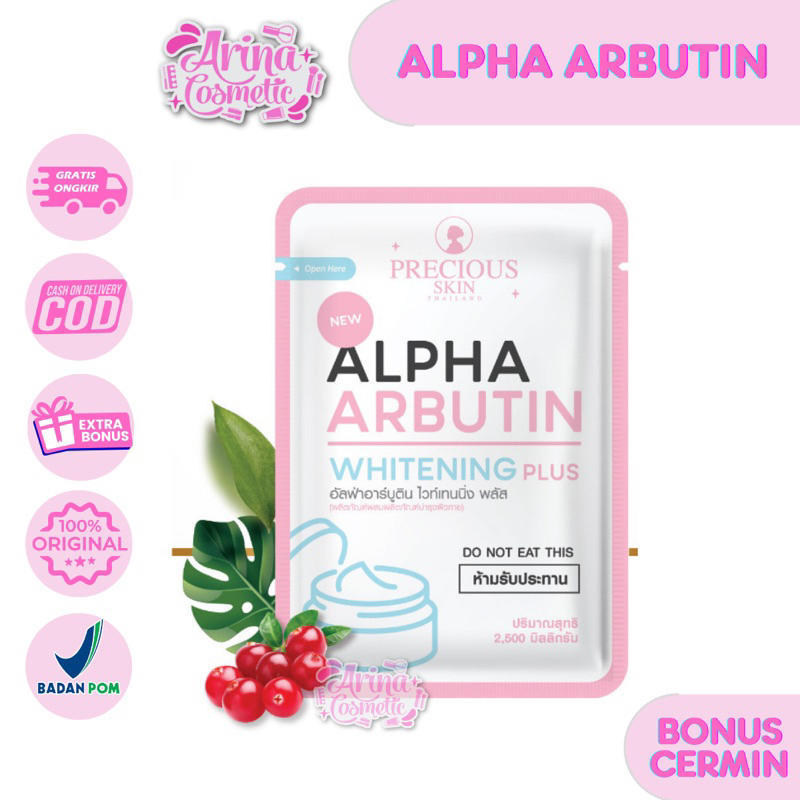 Precious Skin Thailand Alpha Arbutin Whitening 3 Plus / Powder Pemutih Badan / Bubuk Lotion 2500mg