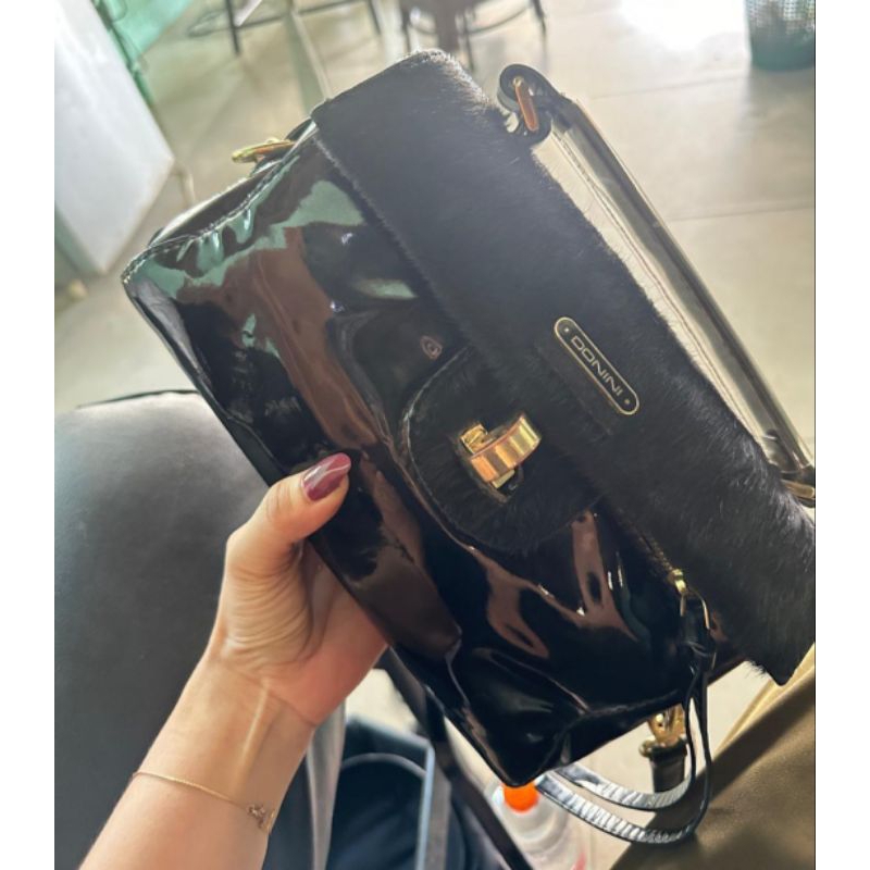 preloved tas donini hitam glossy