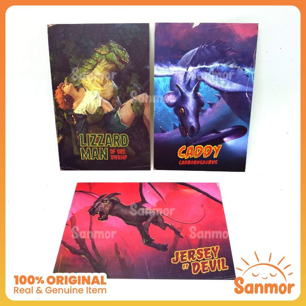 

TAKE ALL Set Postcard 3pcs Ilustrasi Illustration Cryptids Cadborosaurus Lizzard Man Jersey Devil - Original Preloved