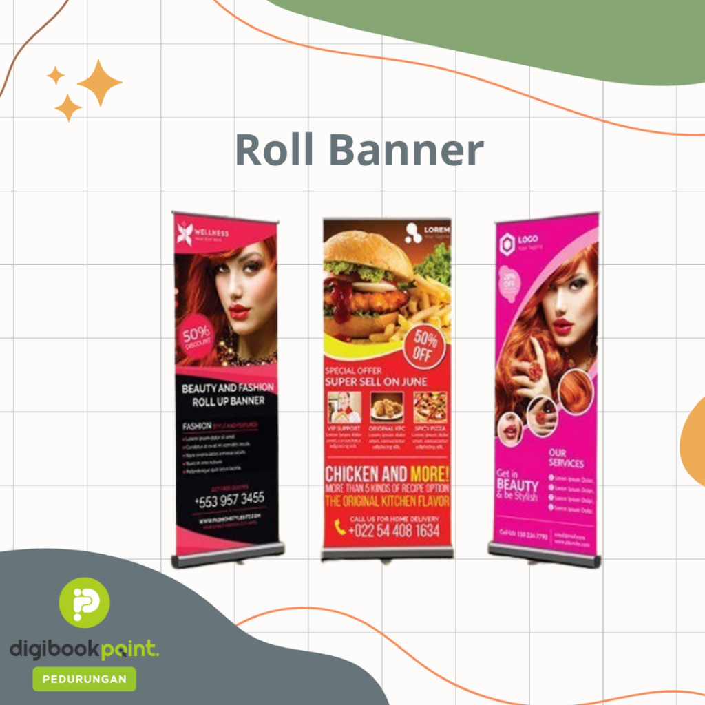 Paket Roll Up Banner Ukuran 80 x 200 cm Alumunium - Bahan Flexy 440 gr - CETAK OUTDOOR