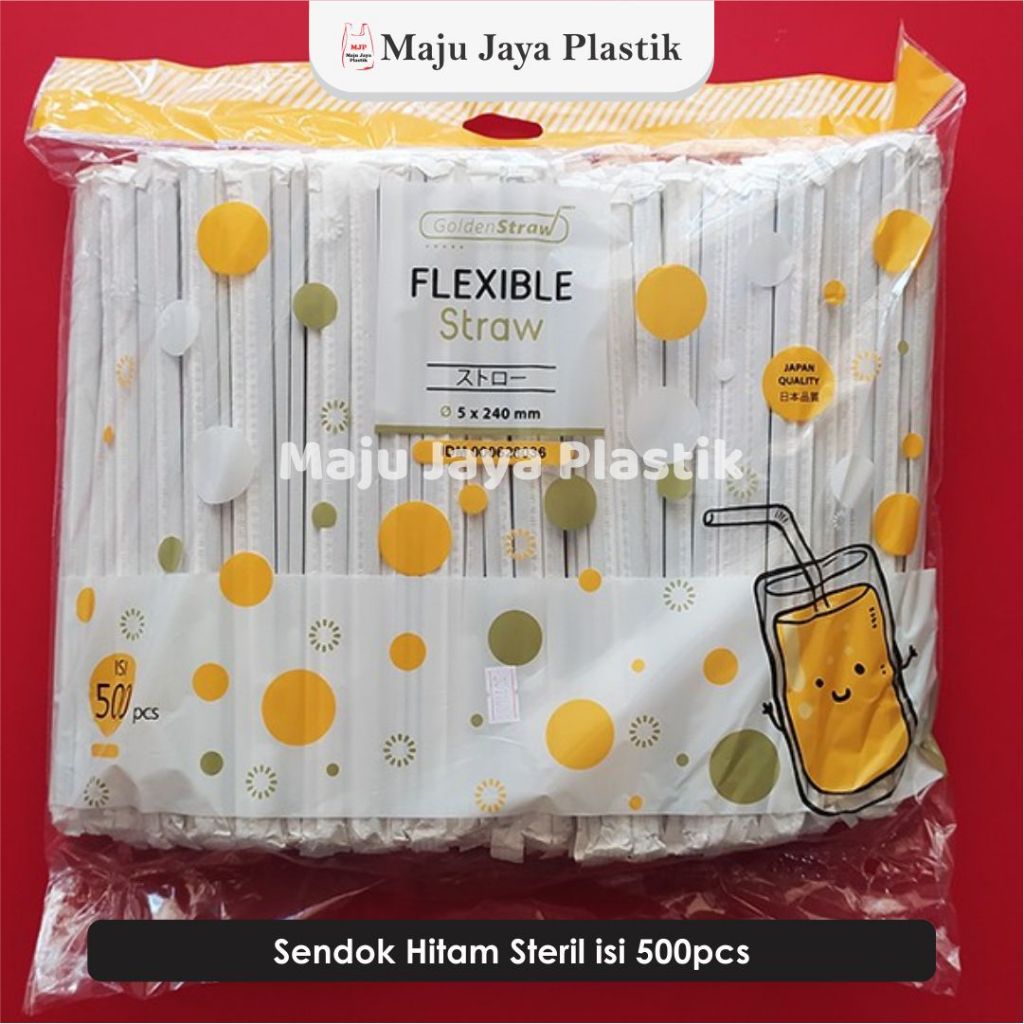 (ISI 500) Sedotan Steril Bungkus Kertas Hitam merah Putih Sedotan wizzmie Bengkok Sedotan Higienis