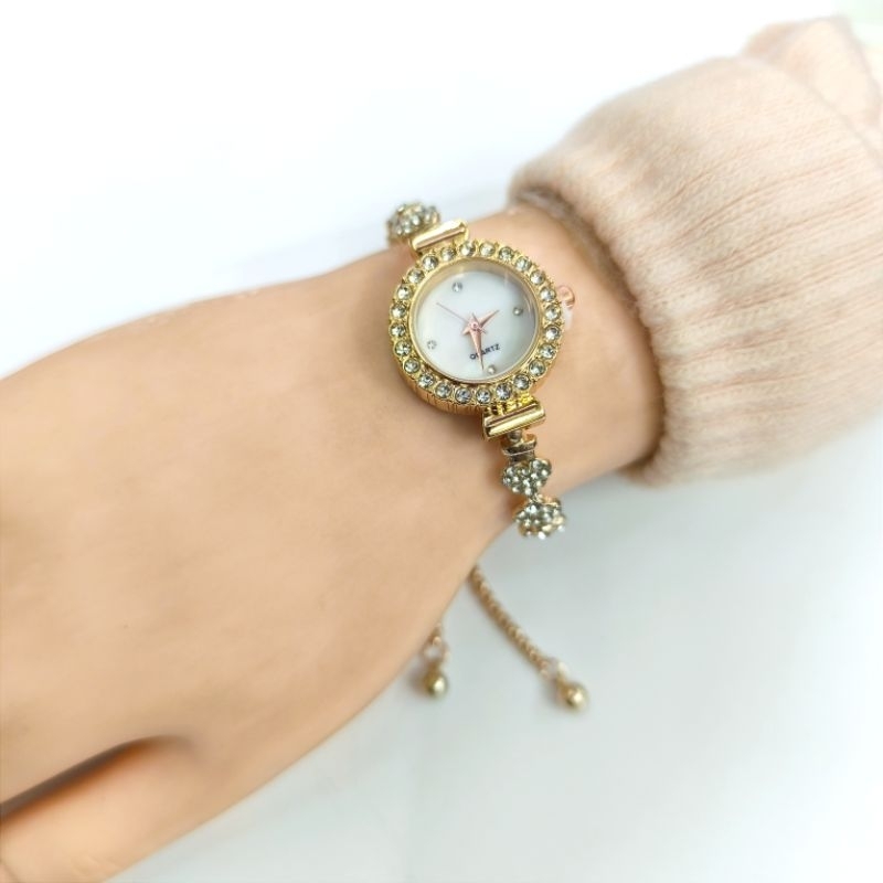 jam tangan wanita terbaru model serut jam tangan gelang