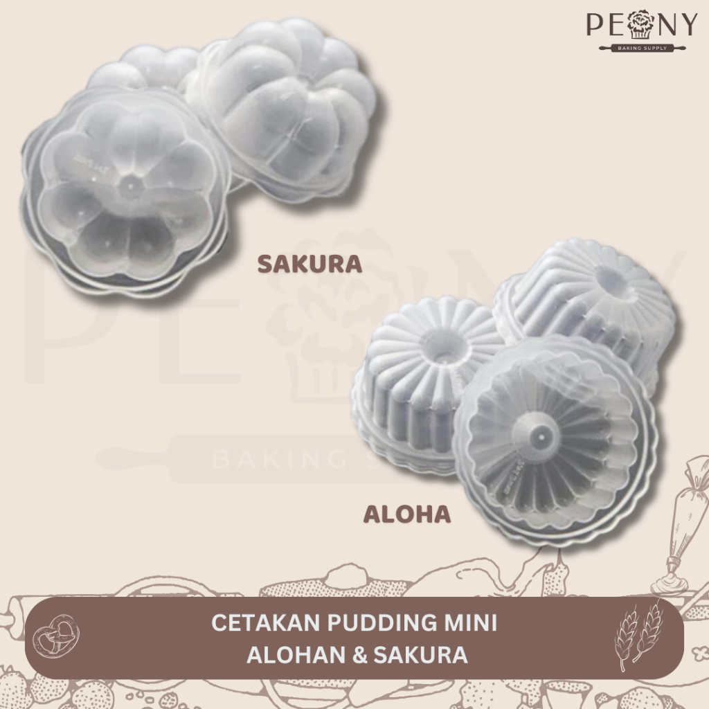 CETAKAN PUDDING MINI ALOHA DAN SAKURA / CETAKAN PUDING KECIL 50 ML