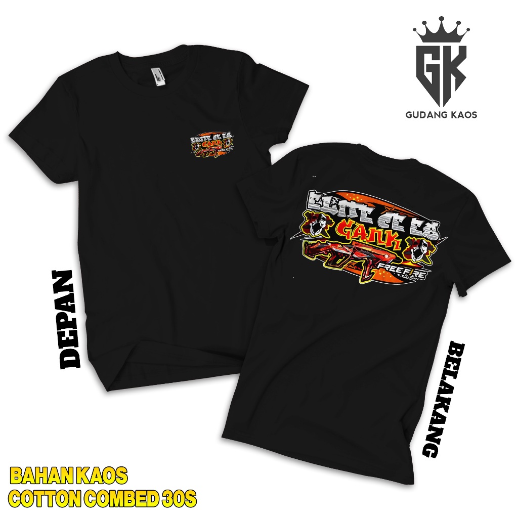 Gudang Kaos FF Elite Cees Gank Versi MP40 Cobra V2 - Kaos Distro Pria Cotton Combed 30s Bisa Bayar D