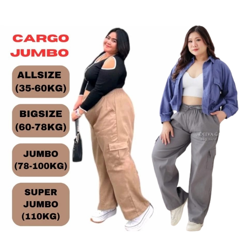 Celana Cargo Wanita Jumbo Highwaist Premium- Cargo Wanita BIG SIZE JUMBO - Kulot Cargo Jumbo Wanita 