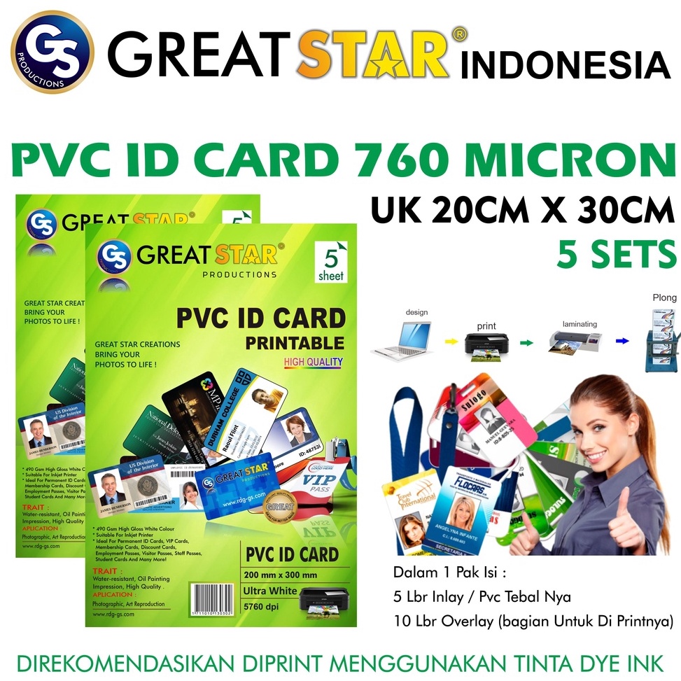 

KODE A9V5 PVC ID Card Great Star Hijau 5 Set