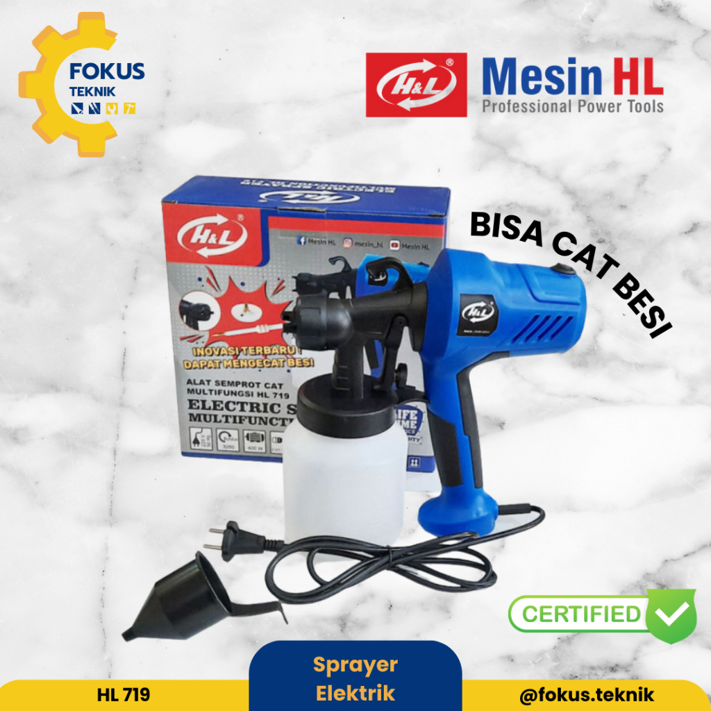 SPRAY GUN ELECTRIC H&L HL719 / ALAT SEMPROT CAT ELEKTRIK HL 719 / SPRAY GUN LISTRIK H&L HL719 BISA C