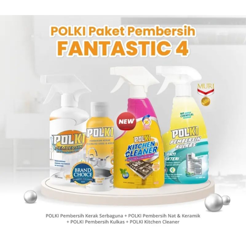 Paket Polki Fantastic Four / Polki Pembersih 4jenis / Polki Pembersih Komplit / Polki Pembersih Kulk