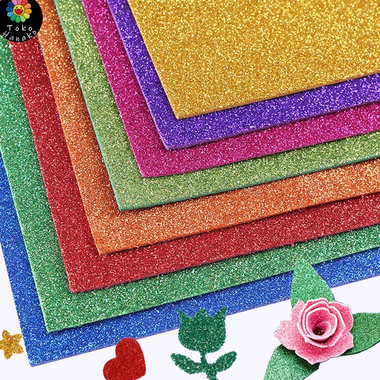 

Borong Produk 1pcs Menebal Eva Foam Art Glitter Sticker 2x3cm Papel Goma Glitter Sticker A4 Eva Foam Art Sticker Glitter