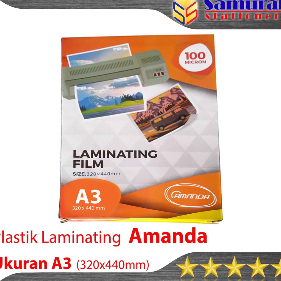 

Pasti Update Plastik Laminating Film A3 Amanda 1 Micron isi 1 lembar 32 x 44 mm Per Pak