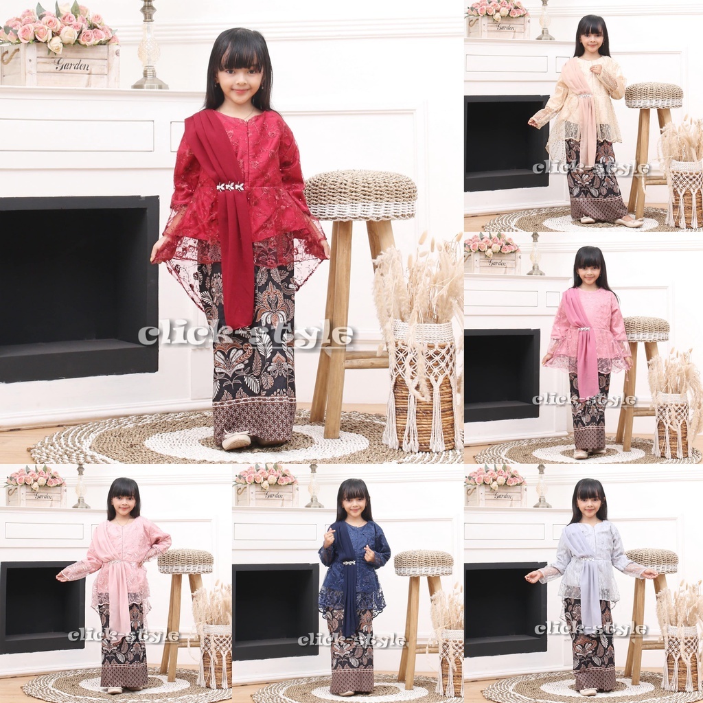 Baju brokat anak umur 6-10th kebaya anak perempuan pakaian pesta anak | stelan brokat anak umur 6-9t