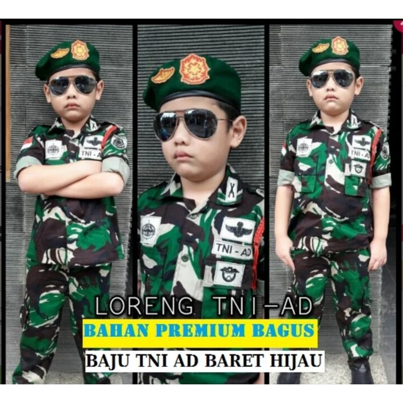 Baju Anak TNI Jenderal Bintang 3 - Baju Tentara TNI Anak, Baju Karnaval Anak, Baju TEMPUR TNI, Baju 