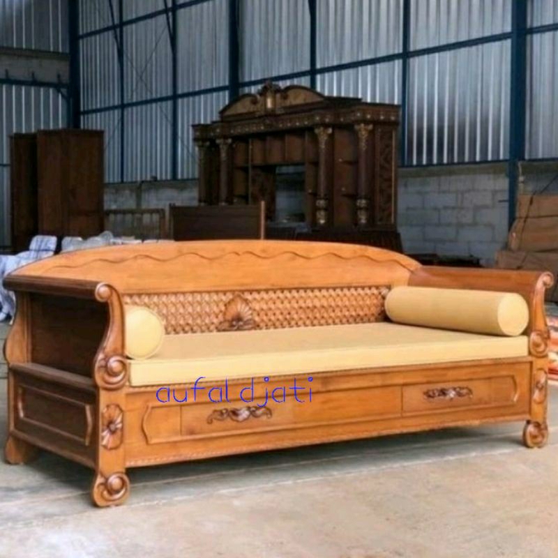 Kursi teras daybed jati bangku sofa tamu bale bale risban sofabed cafe hotel
