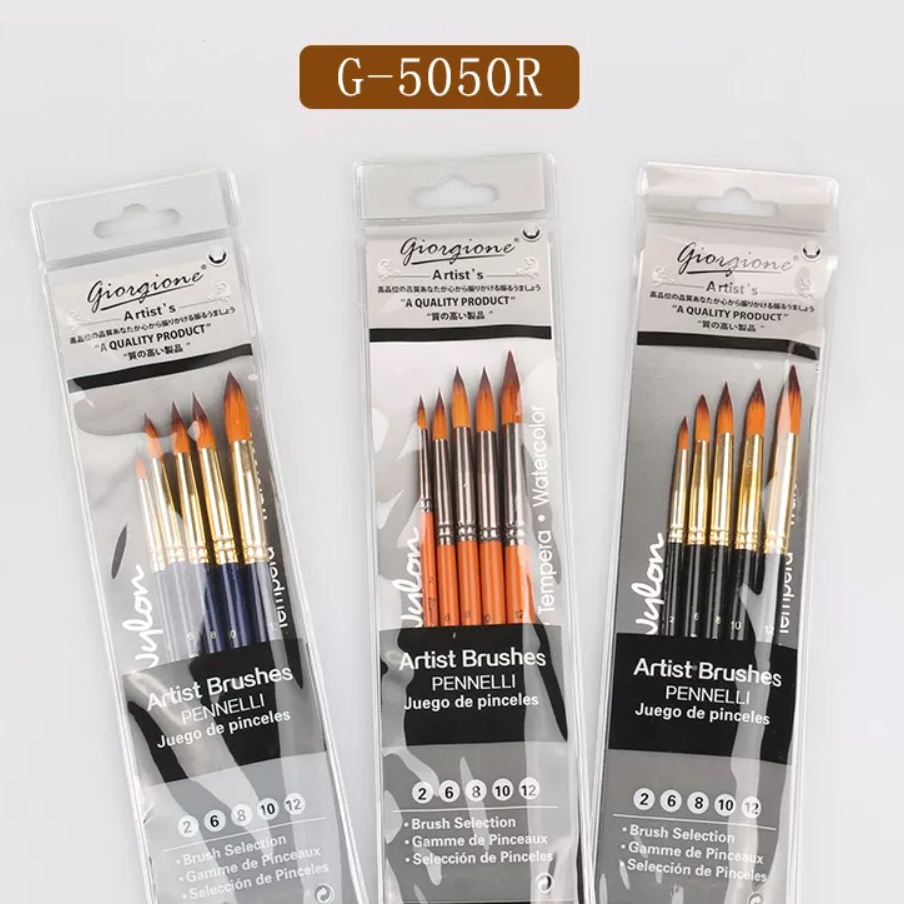 

KODE B3R3 Giorgione Brush Set 5 pcs G55R Kuas Lukis Nylon