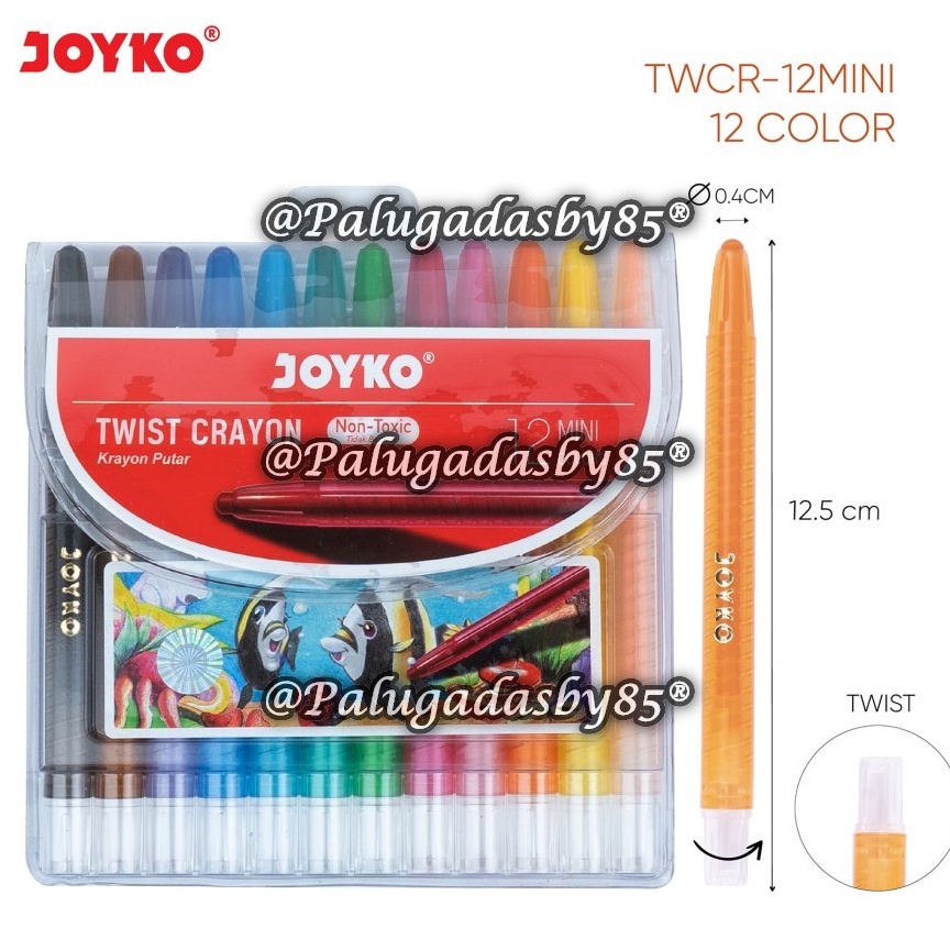 

ART G99D 1 Set Isi 12 Warna Crayon Putar Joyko TWCR12Mini 12W Pendek Krayon Putar Mini Twist Crayon Joyko TWCR12 Mini Joyko TWCR