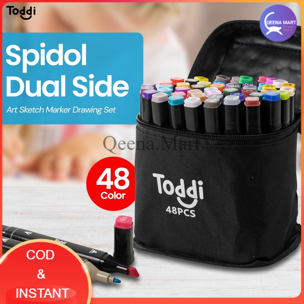 

KODE T4F7 Spidol Dual Side Fine Art Brush Art Marker Set 48 Warna CY6