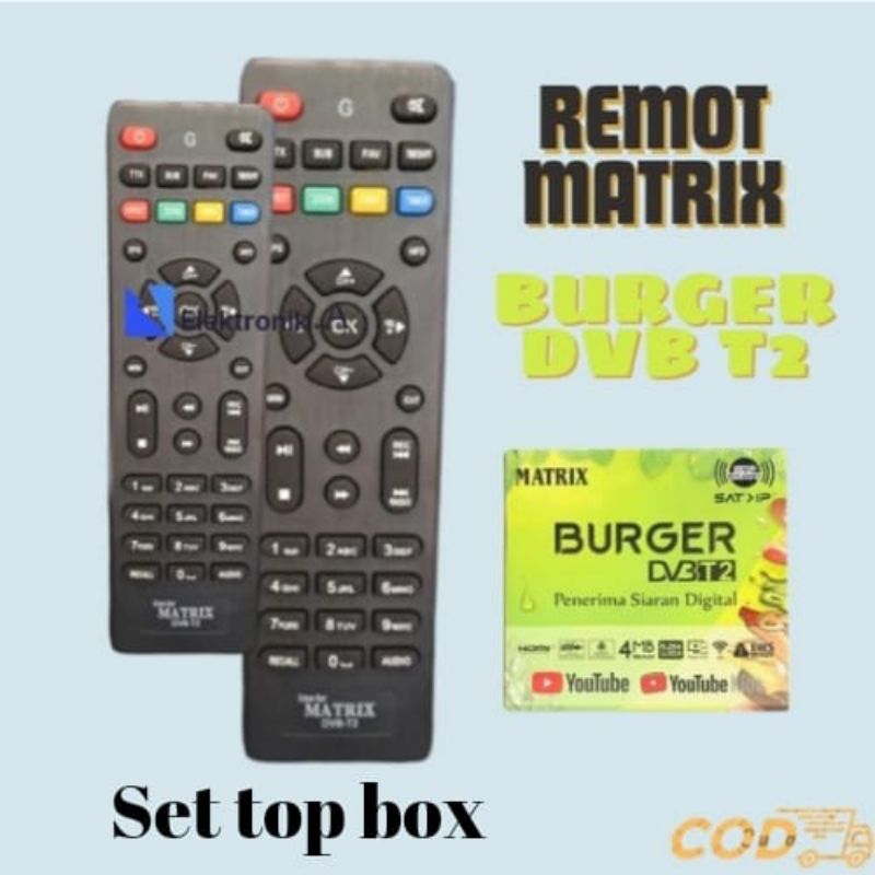 REMOTE STB MATRIX BURGER DVB T2/ REMOT SET TOP BOX / AKSESORIS TV