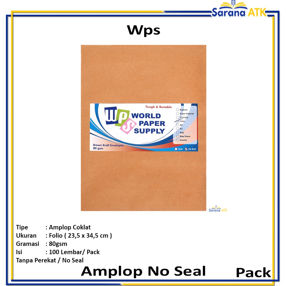 

ART L76B WPS Amplop Coklat Ukuran Folio Pack