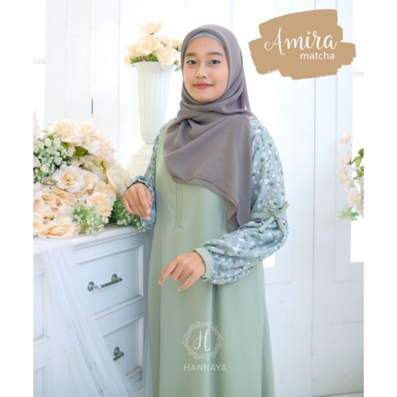 Gamis Azalea Amira Motif Bunga Kombinasi