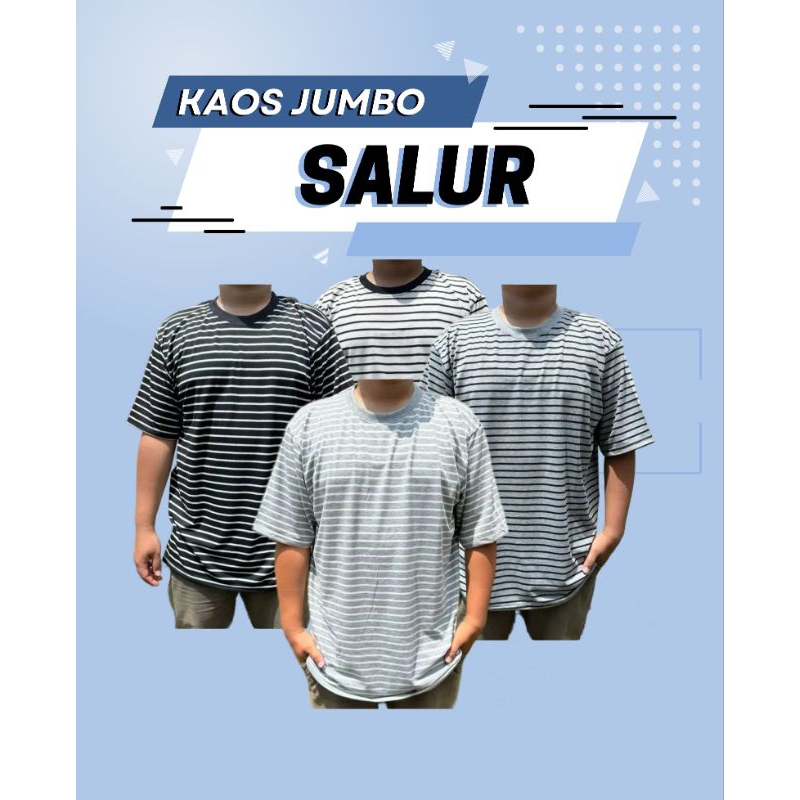 Kaos pria lengan pendek stripe salur ukuran L XL XXL 3XL 4XL 5XL 6XL motif garis Big size jumbo over