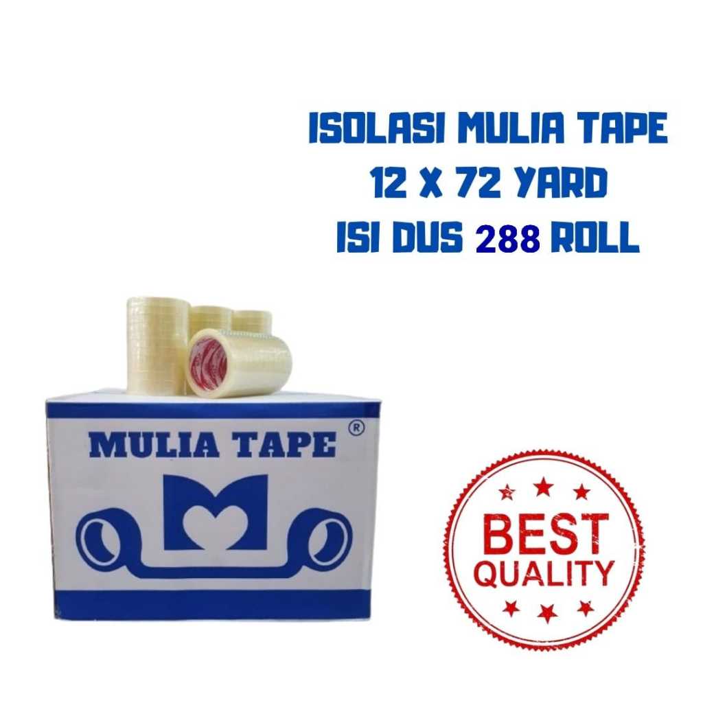 

Isolasi mulia tape ukuran 12mm x 72 yard kemasan 1 Dus