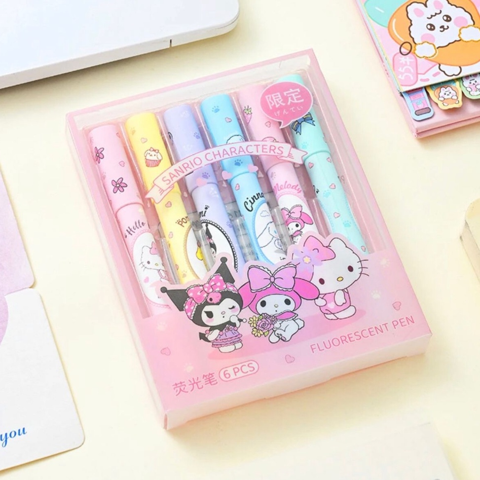 

ART I72X Highlighter Stabilo 6in1 Sanrio Spidol Warna Warni Jurnal Diary