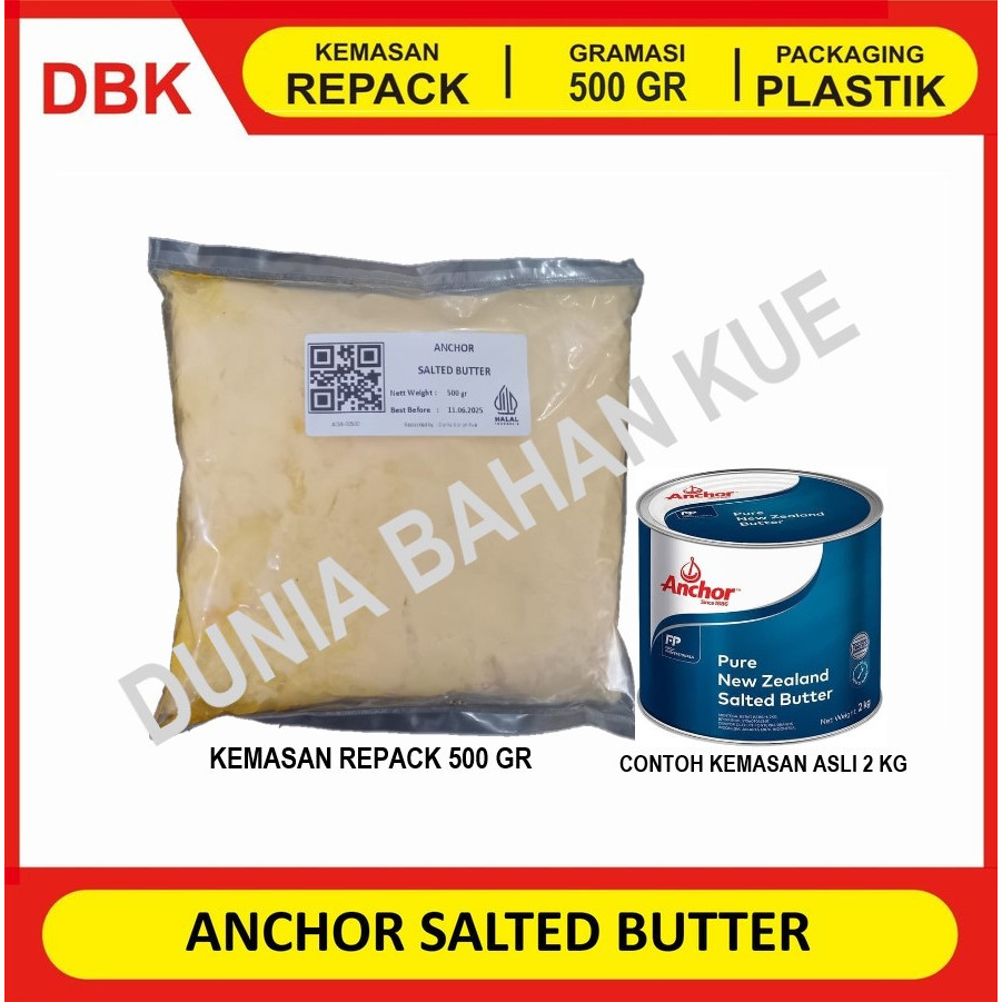

ANCHOR SALTED BUTTER REPACK 500 GR / BUTTER ANCHOR / ANCHOR MENTEGA