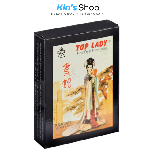 Top Lady pewarna rambut / cat rambut / hair dye shampoo / semir rambut hitam 6 sachet 3gr