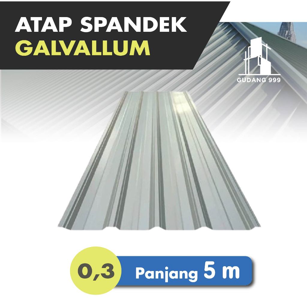 Spandek 0,3 mm Real x 5 m / Spandeck Galvalum / Atap Spandek