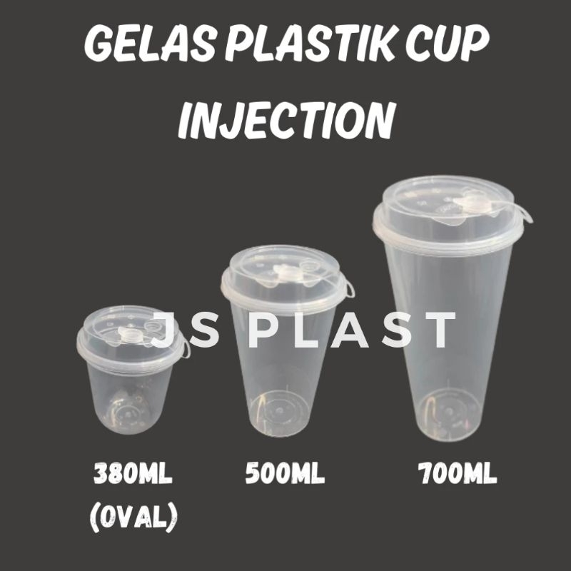 ISI 25PCS - Thinwall Cup Injection 14oz 380ml 16oz 500ml 22oz 700ml Oval & Datar Tebal PP