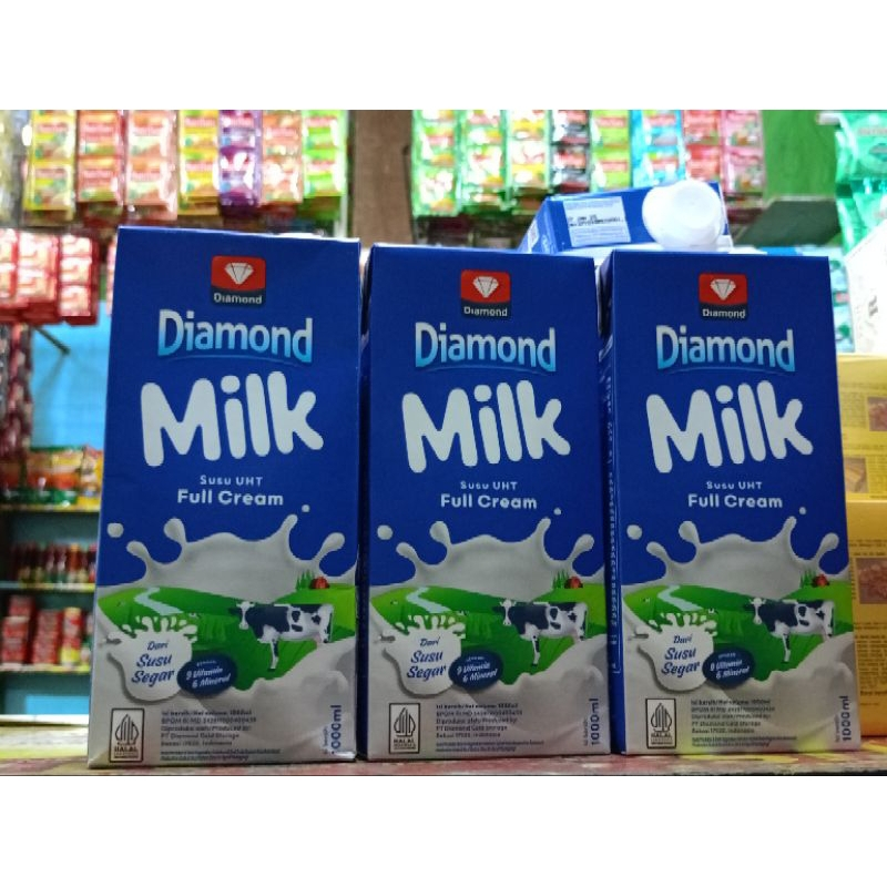 

1 Dus Diamond Milk UHT Full Cream 1 Liter Isi 12 Kotak