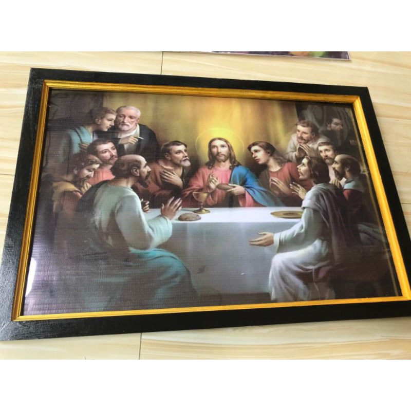 PROMO hiasan dinding gambar perjamuan kudus plus bingkai ukuran 100x50