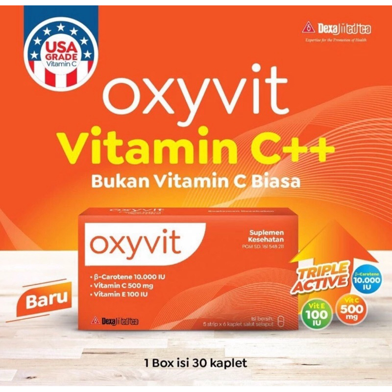 Oxyvit C plus plus ada vitamin a vitamin e dan vitamin c lengkap 1 kemasan oxyvit c 30 kaplet