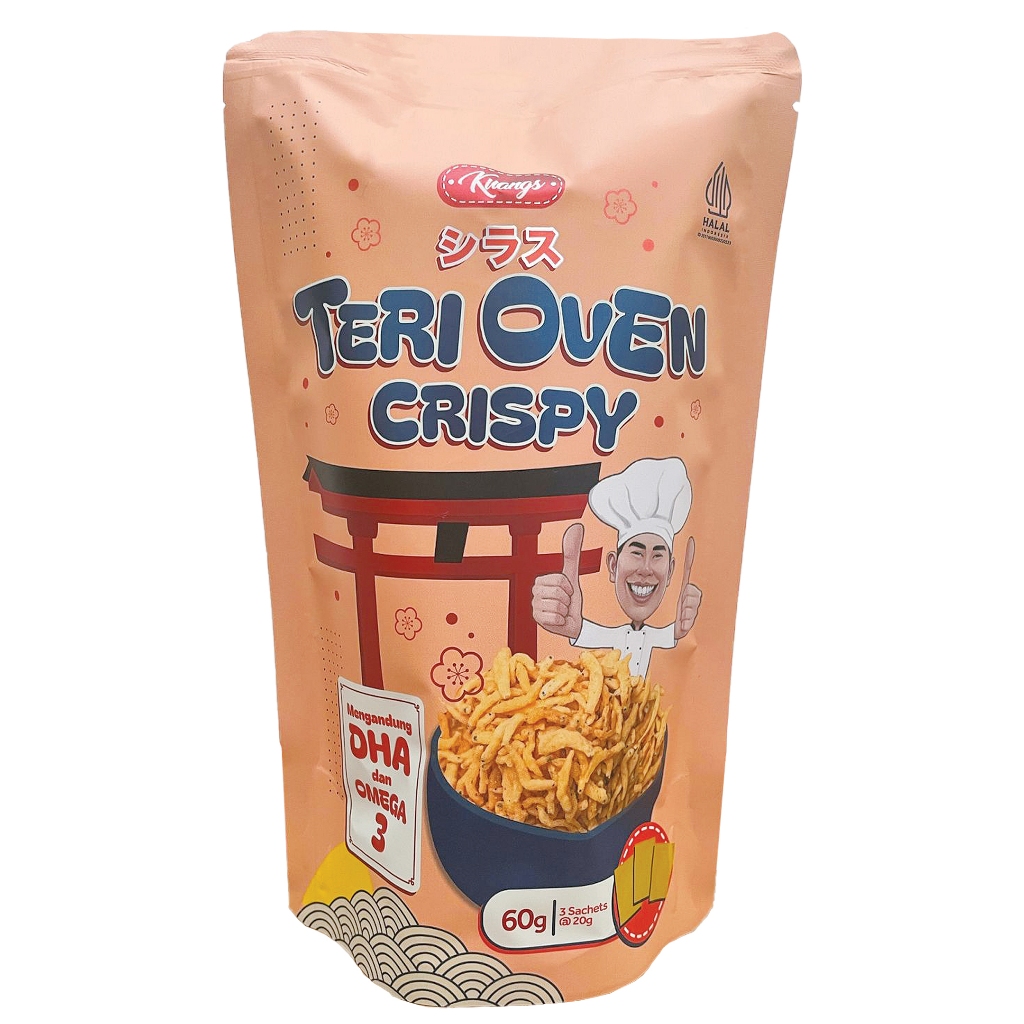 

TERI SNACK OVEN KRISPI KUANGS - SNACK IKAN TERI OVEN CRISPY - ISI 3 Sachet