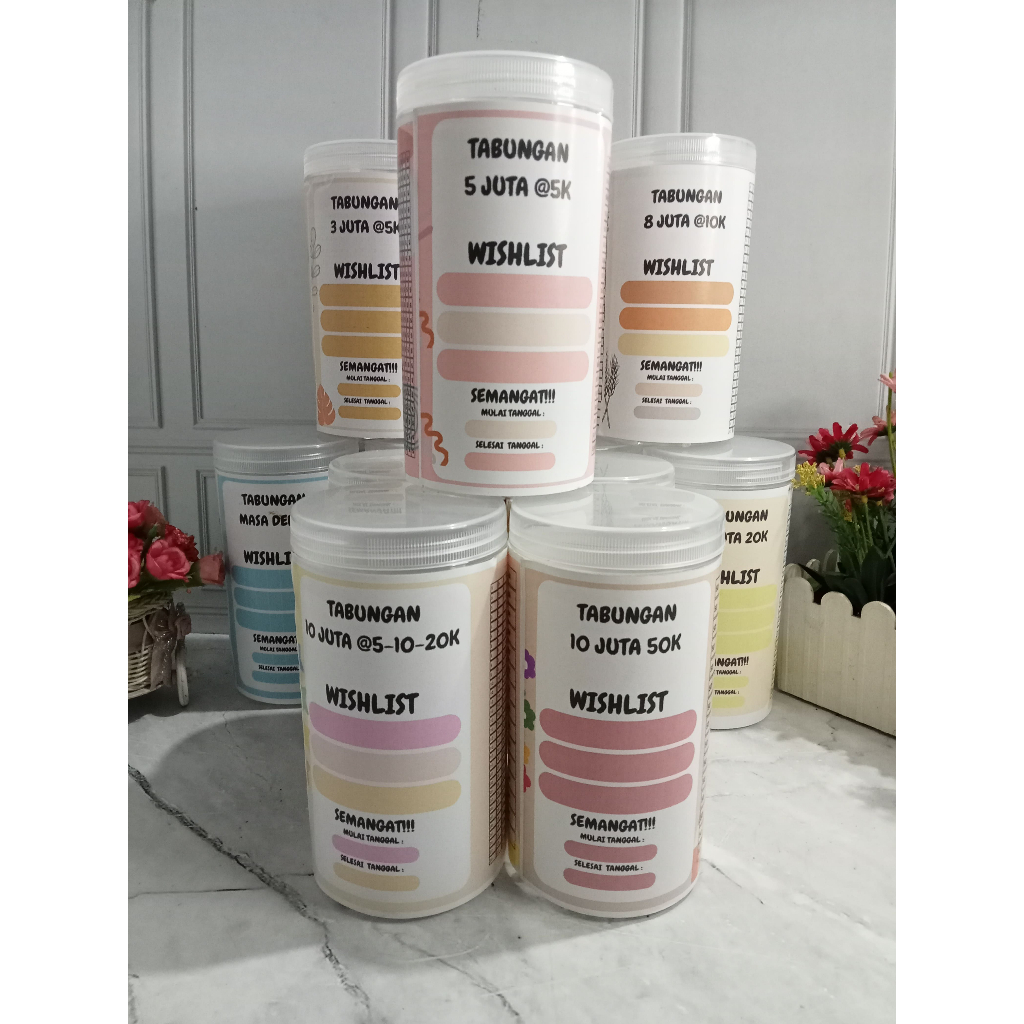 Celengan Target Tantangan Menabung Toples Tabungan Jar Saving 5 Juta 5K 10 Juta 50K Challenge Budget