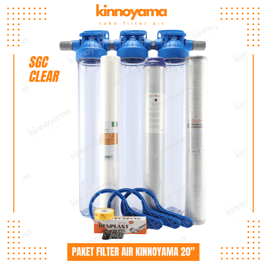 Paket Housing Filter Air Sumur Bor 20 Inci 3 Tabung / Saringan Air Toren PDAM Keruh Bau Berpasir