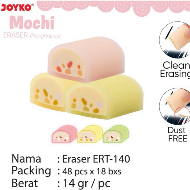 

( 1pcs ) ER140 Joyko Eraser Pencil Warna Warni ERT-140 / Penghapus Karet Bentuk Mochi Lucu No dust