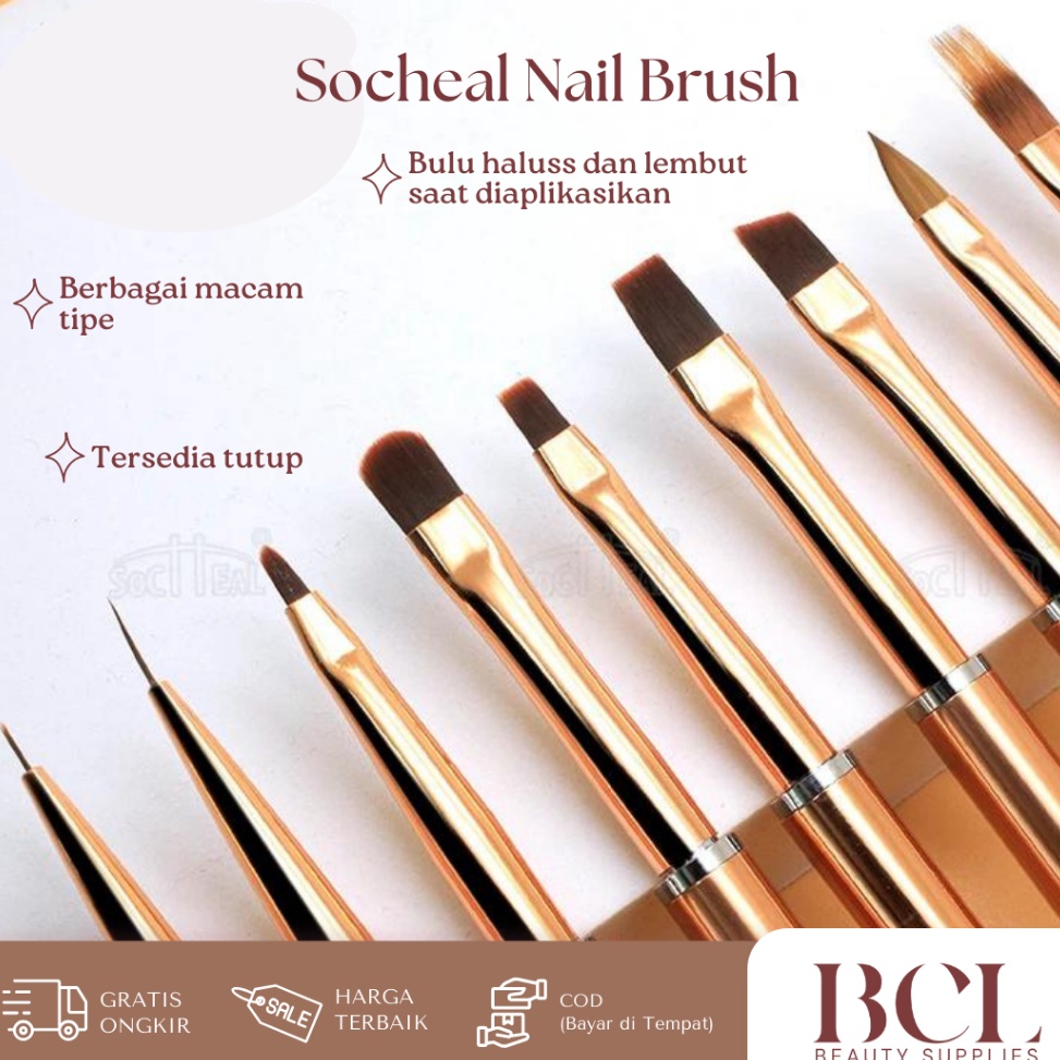 

KODE R3Y5 Nail Art Painting Brush Kuas Lukis kuku Premium SOCHEAL Rosegold Liner Brush