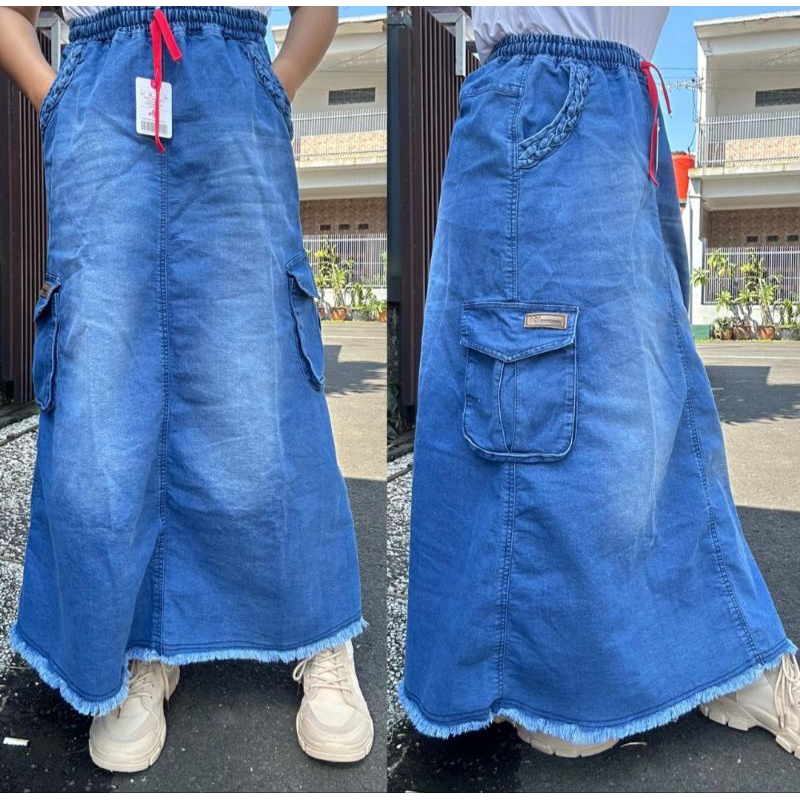 rok jeans strect//rok jeans panjang//rok junov terbaru