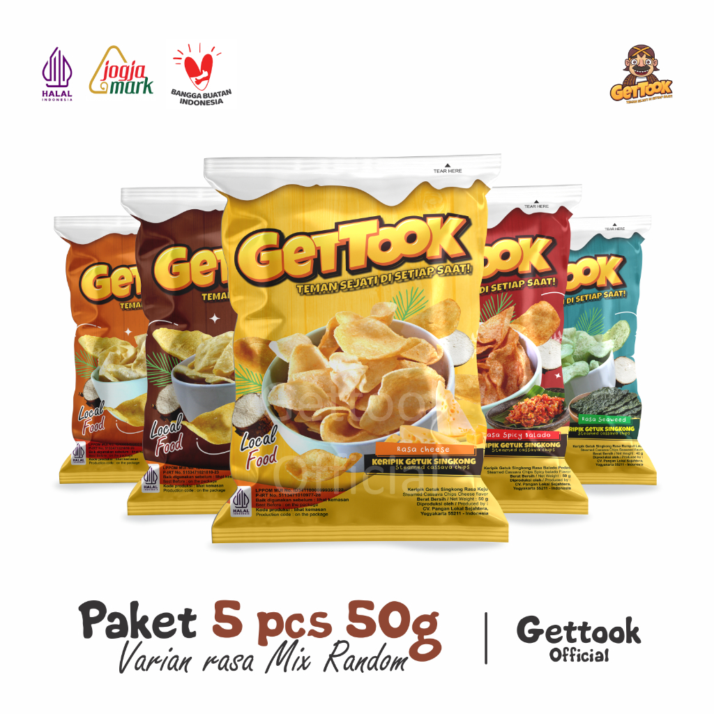 

Gettook Keripik Getuk Singkong 50g Paket isi 5 pcs Random Taste