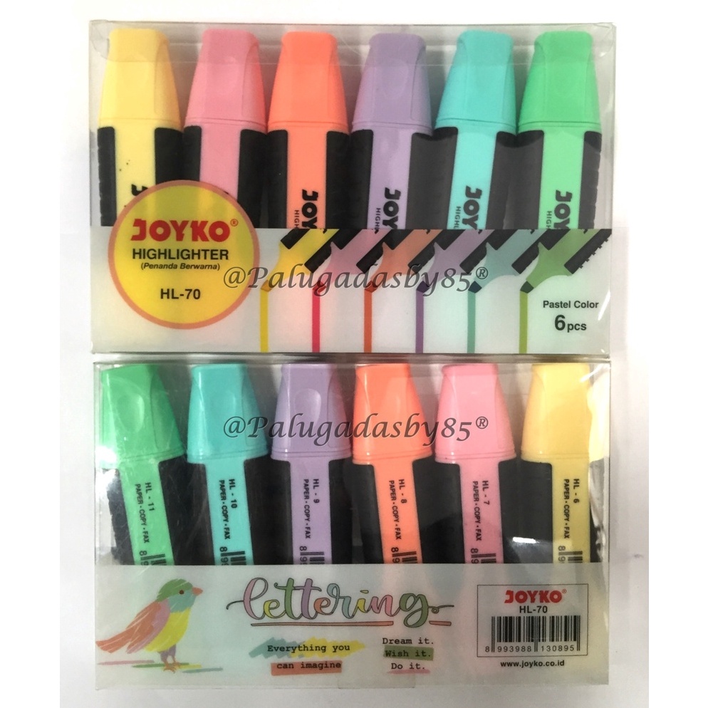 

ART P9E Highlighter Joyko HL7 1 Set Isi 6 Pcs 6 Warna Pastel Highlighter Penanda Berwarna Joyko HL7 Pastel Color 1 Set 6 Pcs