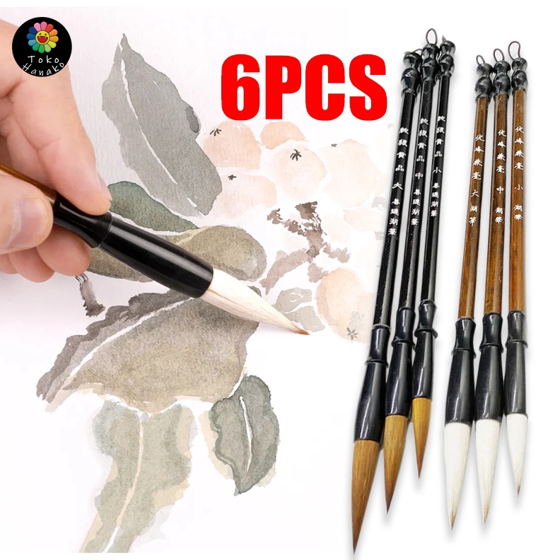

ART J1S 6 PCS Kuas Tulis Kaligrafi China Maobit Cina BuluKuas Kaligrafi Cina