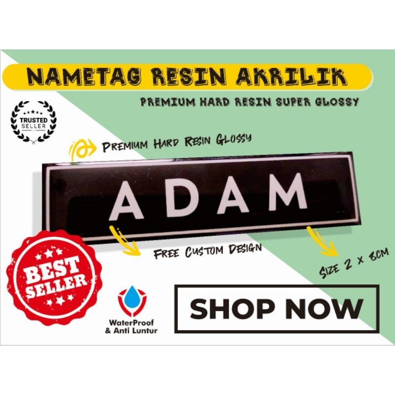 

NAMETAG RESIN BEST QUALITY Bahan AKRILIK
