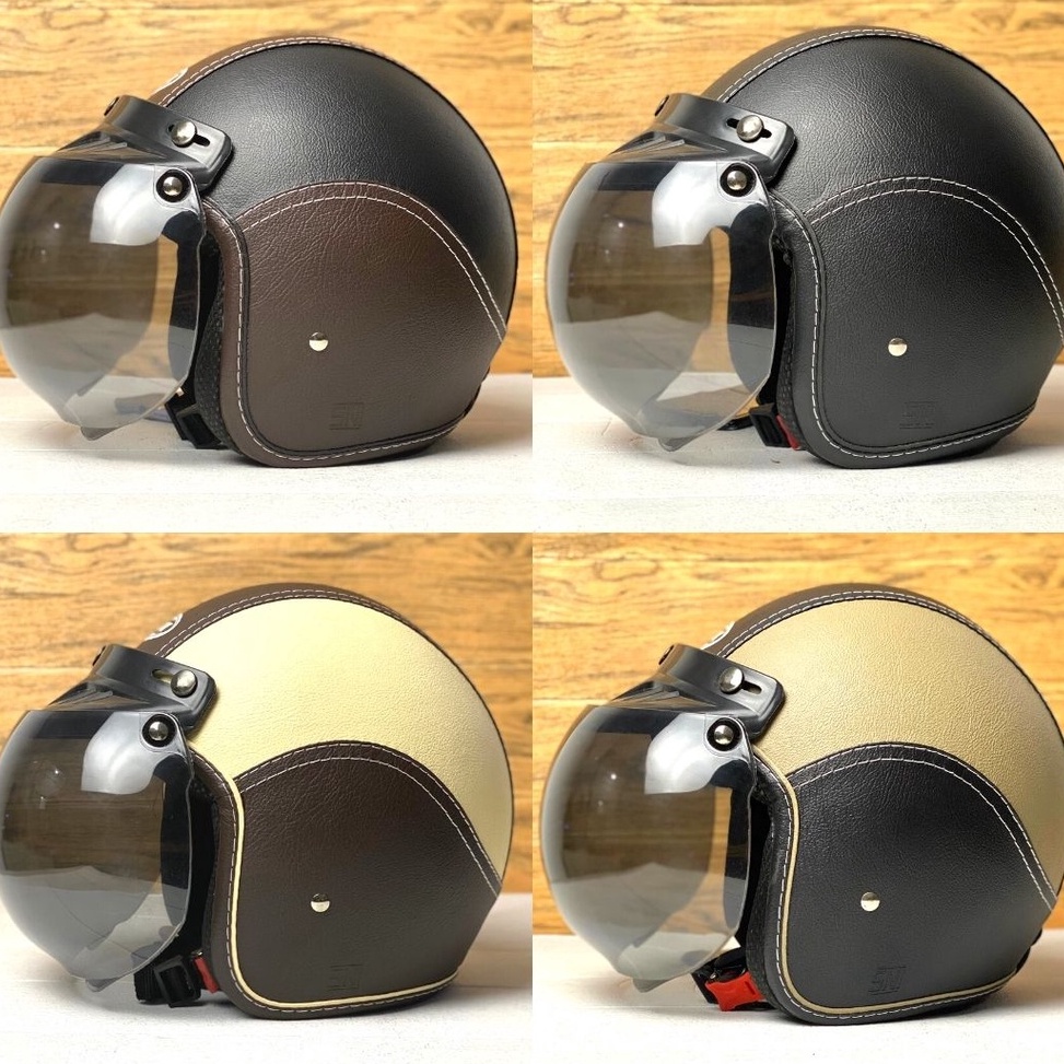 KODE M3U Helm Bogo Kulit Full Leher Retro Dewasa SNI