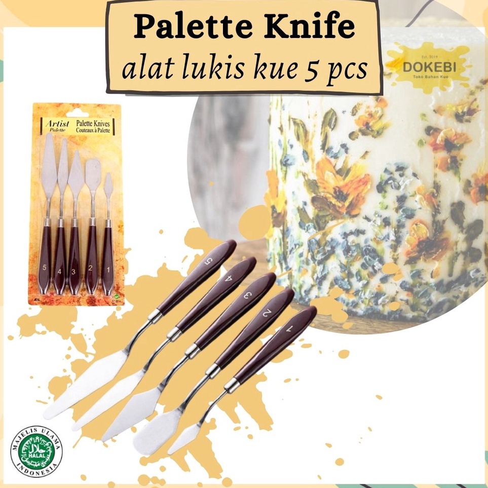 

KODE A1N2 Pisau palet Artist palette knife set 5 pcs alat lukis kue spatula set painting set modelling cake dekorasi kue