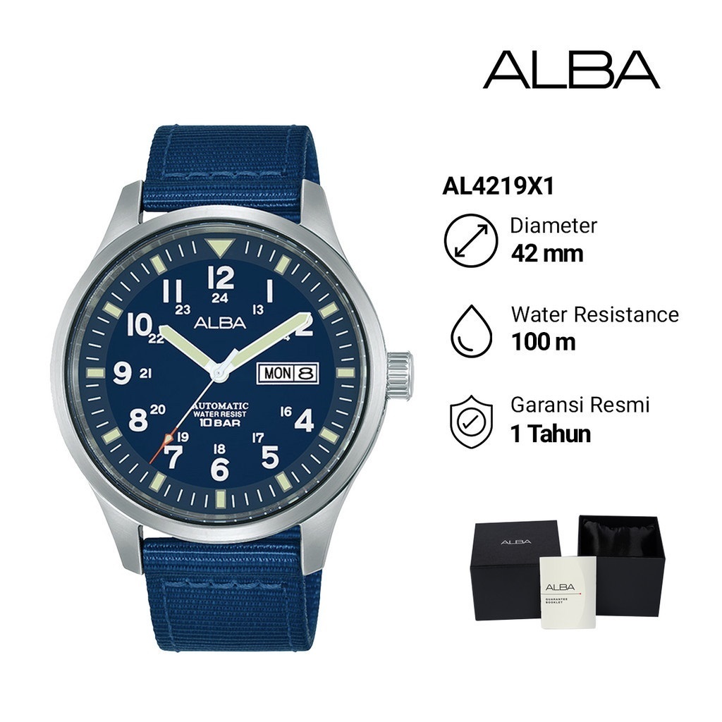 Jam Tangan Pria Alba AL4219X1 Automatic Blue Dial