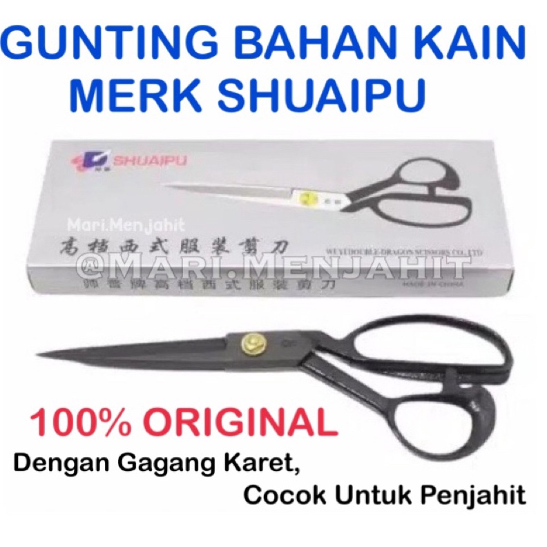 

ART I16Z Gunting Potong Bahan Kain Shuaipu Baja Besi Pegangan Karet High Quality 8 9 1