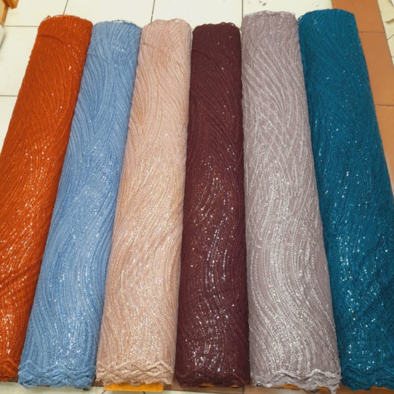 bahan tile bordir payet espenggel