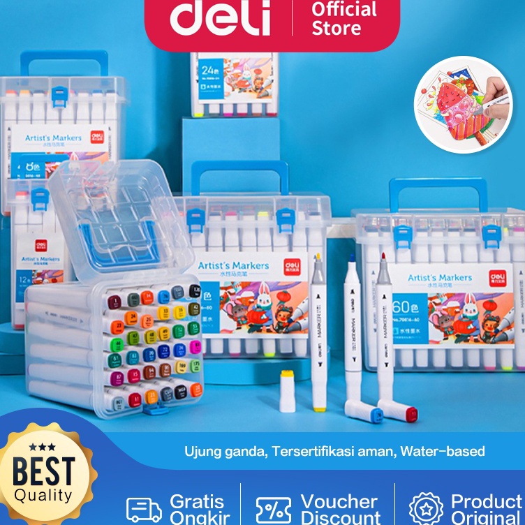 

KODE Y7B2 Deli Sketch Marker Waterbased Marker Spidol Sketsa Double Tip 12 hingga 8 Warna 7816