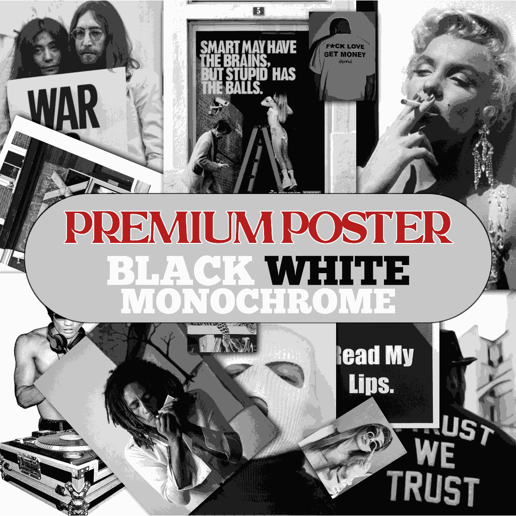 poster dinding aesthetic / wall art poster monochrome black and white